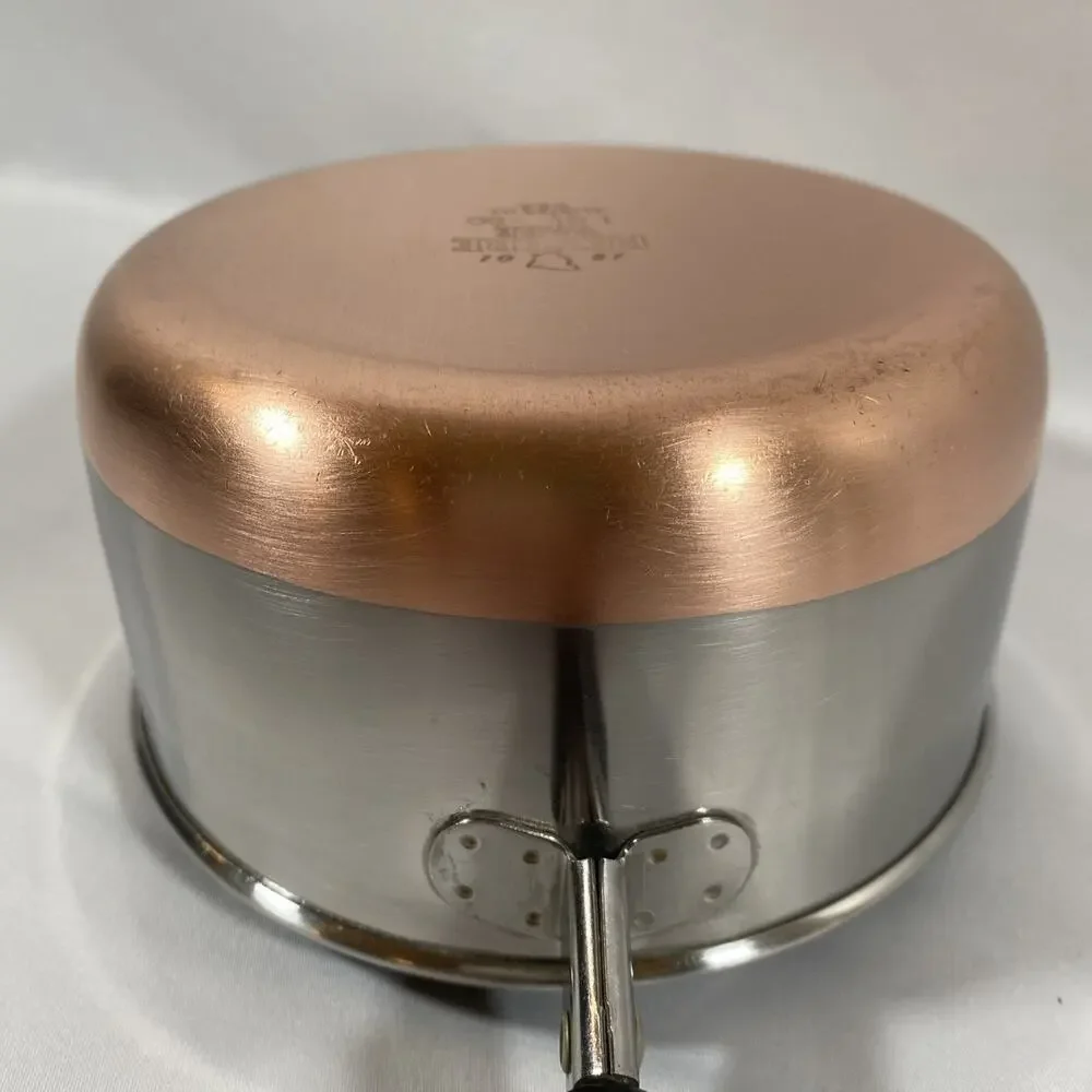 Revere Ware 1 Qt Quart Copper Bottom Sauce Pan, Lid Clinton -80 Stainless Steel